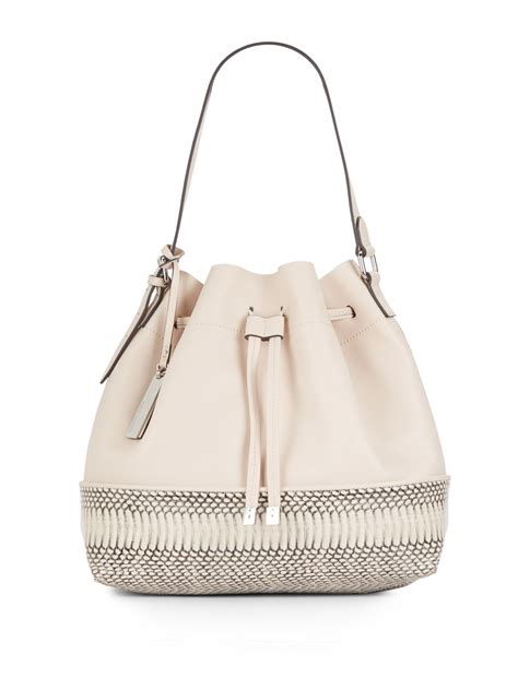 Vince Camuto Leila Leather Bucket Bag In White Lyst