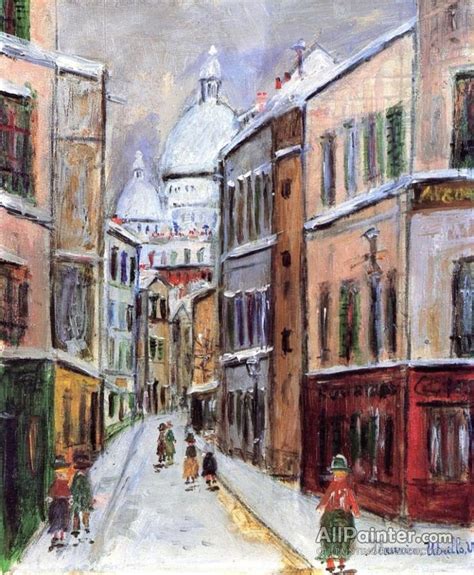 Maurice Utrillo Rue Saint Rustique In The Snow Oil Painting