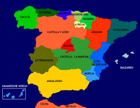 Mapa comunidades autónomas de españa. Alles über Spanien: DIE REGIONEN