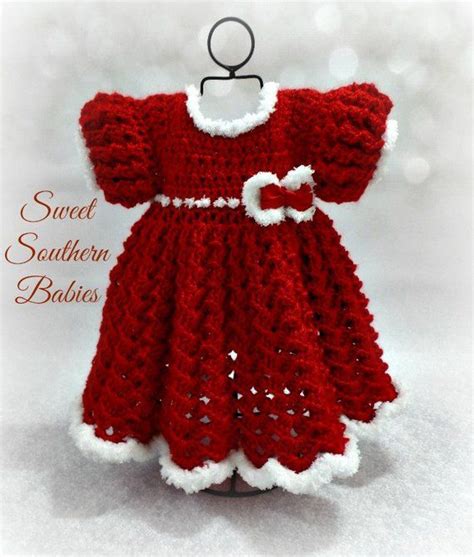 Baby Girls Red And White Dress Newborn To 18 Months Crochet Baby