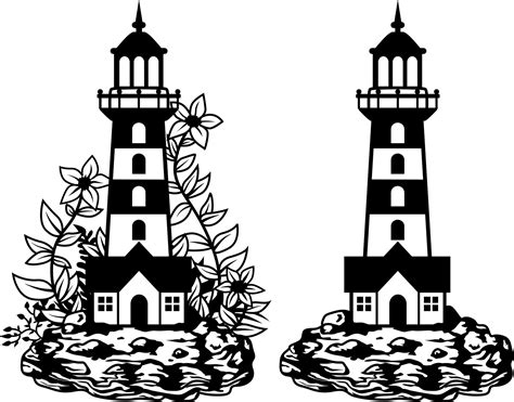 Lighthouse With Flowers Vector Lighthouse Silhouette 8320060 Vector