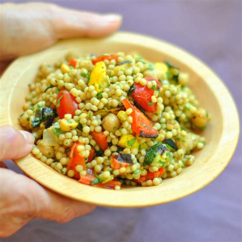 Spiced Israeli Couscous With Grilled Vegetables Chickpeas And