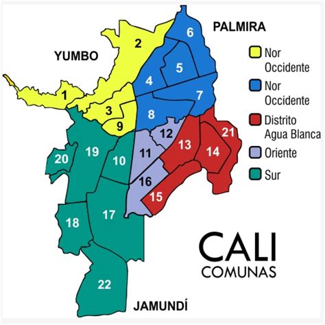 Mapa Comunas De Cali Santiago De Cali