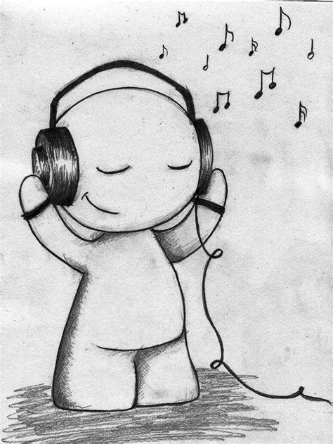 Cute Drawing Listening To Music Easy Things To Draw When Your Bored