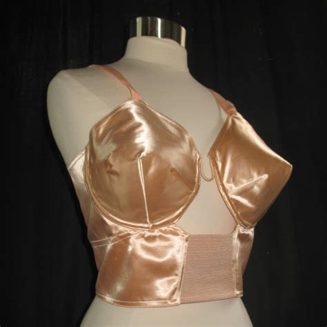 Vintage 1950s Peach Satin Bullet Bra 45 Bust And Band