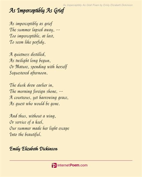As Imperceptibly As Grief Poem By Emily Elizabeth Dickinson