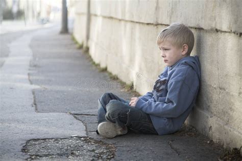 Lonely Little Boy Sits At Pathyway Royalty Free Stock Image Image