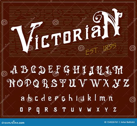 Victorian Alphabet In Vintage Style Antique Old Font Typeface In Gold