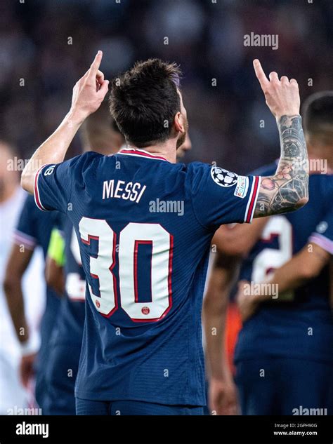 lionel messi of paris saint germain celebrate he s 1st ever goal during the uefa champions