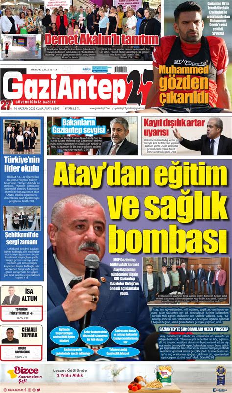 10 Haziran 2022 tarihli Gaziantep 27 Gazete Manşetleri