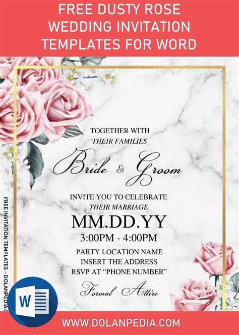 Free Dusty Rose Wedding Invitation Templates For Word Wedding