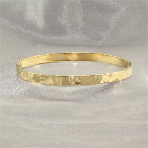 18k Or 22k Gold Bracelet Hammered Gold Bangle18k Solid Gold Etsy