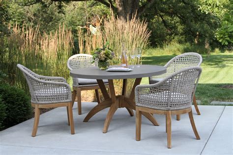 Tna2211 Nautical Rope Teak Dining Chair With Sunbrella 4 Chairs With