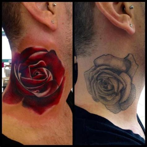 The roses were very well done. neck Rose Cover Up tattoo design | Ocultar tatuajes ...