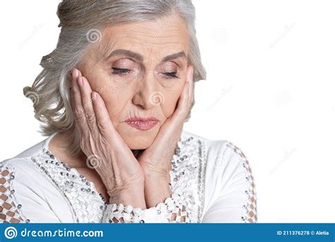 Close Up Shot Of Upset Mature Woman Stock Photo Image Of Health