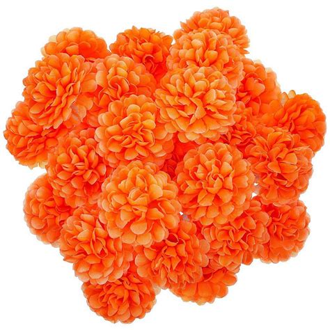50 pieces marigold flowers orange flowers marigold flower decorations silk artificial marigolds