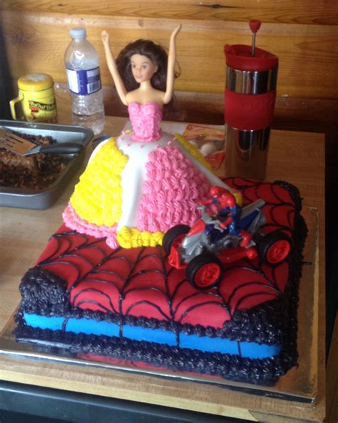 I used two regular white cake mixes. Cake I made for 3 year old boy and girl twins! Barbie ...