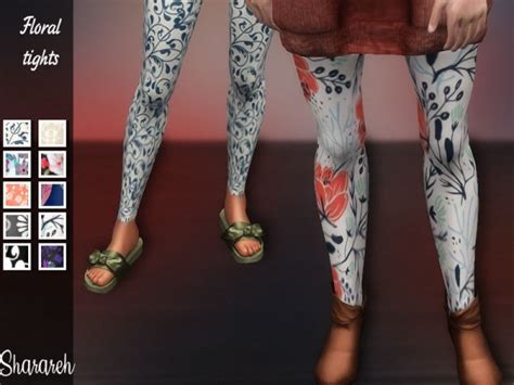 The Sims Resource Floral Tights By Sharareh • Sims 4 Downloads