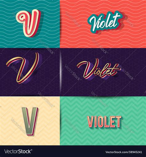 Name Violet In Various Retro Graphic Design Vector Image