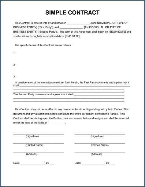 √ Free Printable Simple Contractor Agreement Template