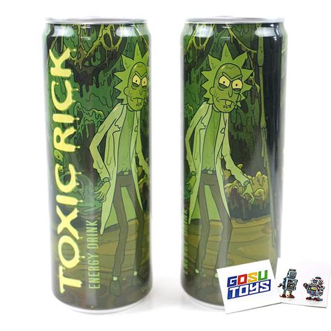 Rick And Morty Toxic Rick Energy Drink 2 Pack With 2 Gosu Toys Stick