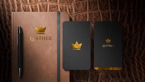Premium Psd Letterpress Logo Mockup On Black Leather Diary