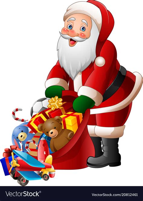 Cartoon Santa Claus Holding Bag Of Presents Vector Image