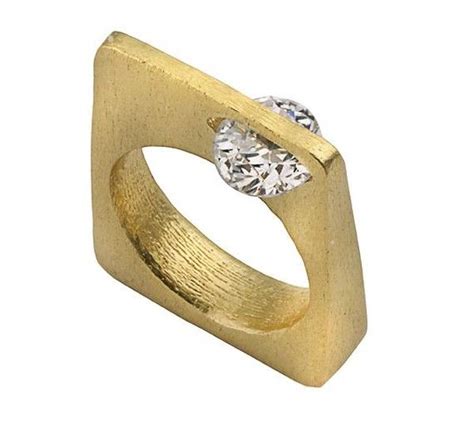 Square Ring Geometric Ring Unique Engagement Ring Statement Etsy Square Rings Unique Gold