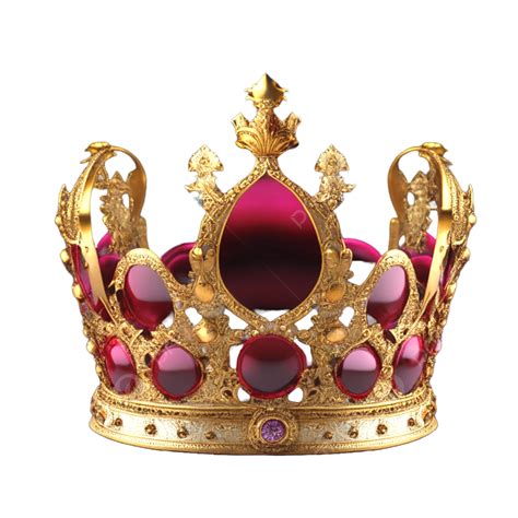 Majestic King And Queen Crown With Ruby Gemstone Shining Gold Color