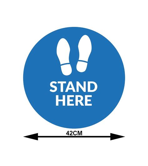 Stand Here Floor Sticker 42cm Blue Equipashop