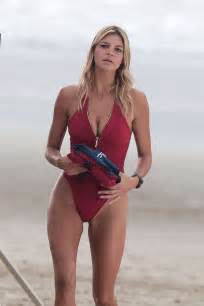 Kelly Rohrbach In Red Swimsuite On Baywatch Set Gotceleb