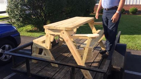 Convertible Folding Picnic Tablebench Plans Available Youtube