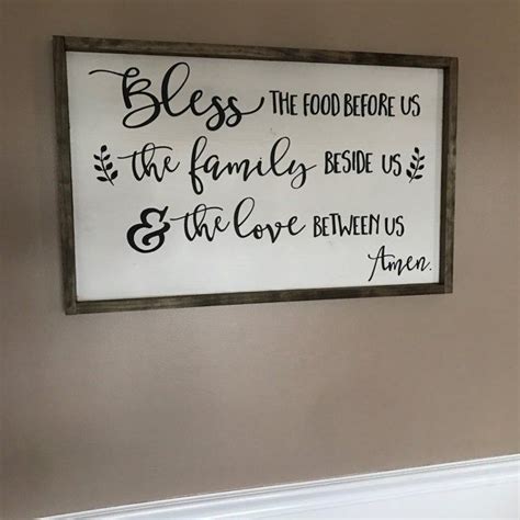 Bless The Food Before Us Wood Sign Rustic Wood Sign Framed Sign