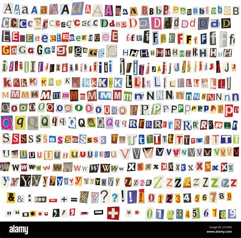 Newspaper Magazine Alphabet With Letters Numbers And Symbols