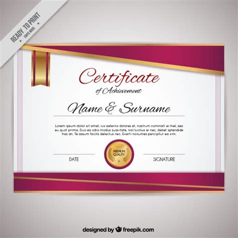 Certificado Elegante De Reconocimiento Vector Premium
