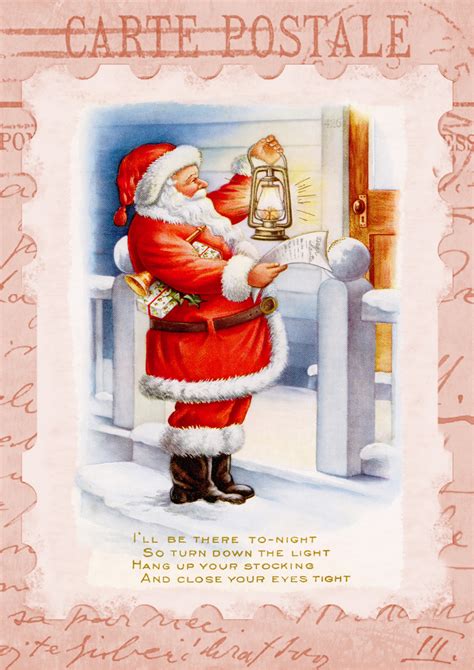 Christmas Postcard Vintage Santa Free Stock Photo Public Domain Pictures