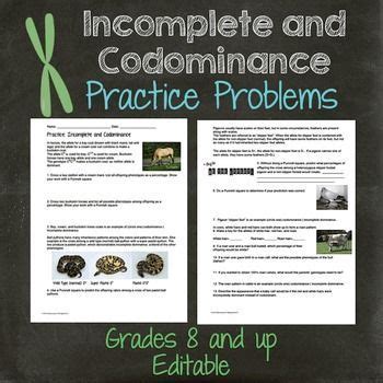 Incomplete dominance is a mixing of phenotypes. Genetics- Incomplete Dominance and Codominance Practice ...