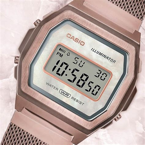 Reloj Casio Vintage de mujer rosé con nácar y malla A1000MCG 9EF