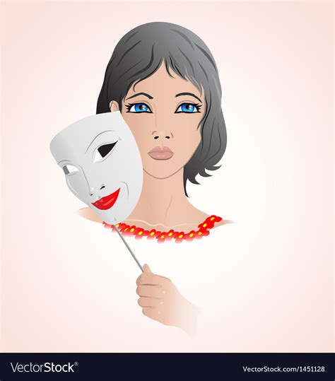 Girl Holding A Mask Royalty Free Vector Image Vectorstock