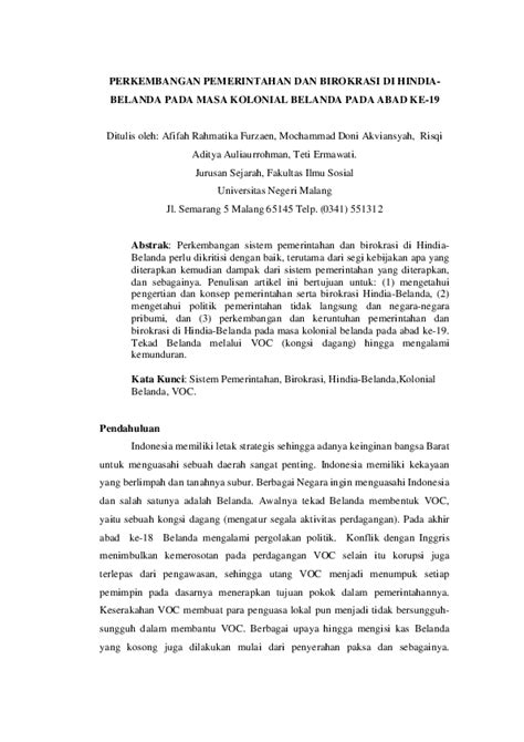 This page word/pdf version answer key. Struktur Birokrasi Pada Masa Kolonial Belanda