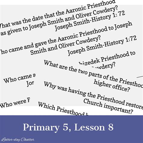 Latter Day Chatter Primary 5 Lesson 8 And Journal Joseph Smith Primary