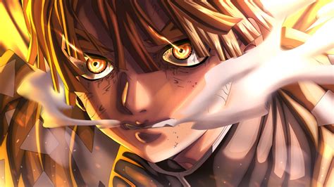 Demon Slayer Scary Zenitsu Agatsuma With Yellow Eyes Hd