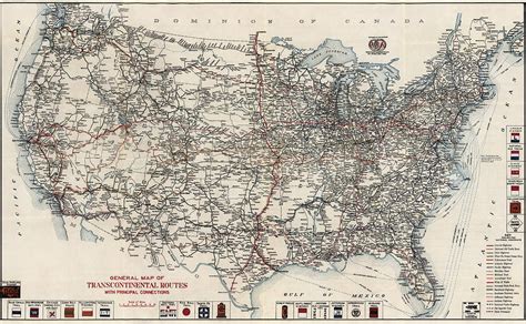 Vintage Highway Map Of The United States By The American Automobile
