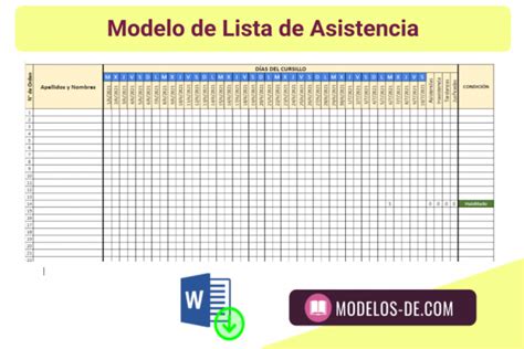 Plantilla De Lista De Asistencia En Excel Gratis