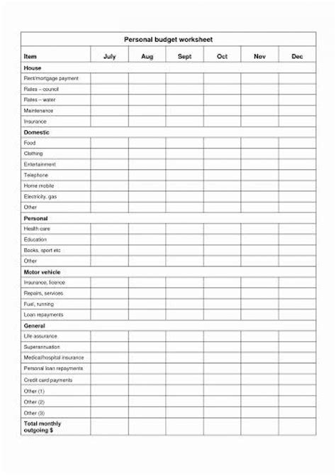 Personal Monthly Budget Template Doctemplates
