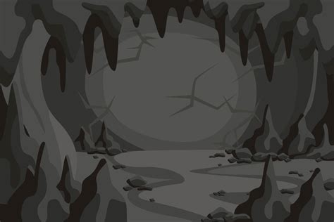 Cartoon Horror Cave Tunnel Landscape Vector Graphic Illustration
