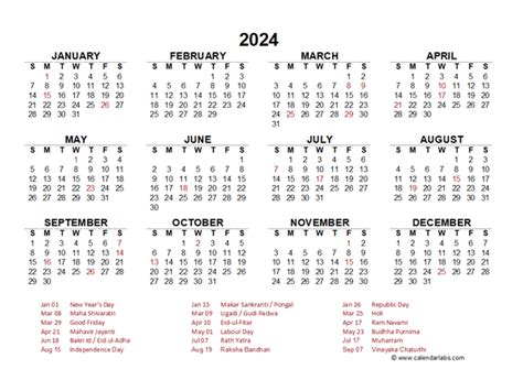 2024 Printable Calendar With Indian Holidays - bonny lynnett