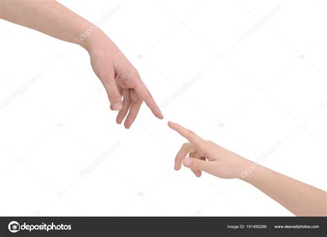 Hands Connecting Two People Isolated White Background — Stock Photo