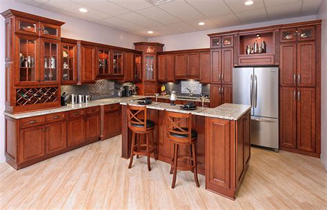 Narrow white and yellow kitchen with cabinets close up. A Cherry-Hood Kitchen: Stunning Cherry Kitchen Cabinets at ...