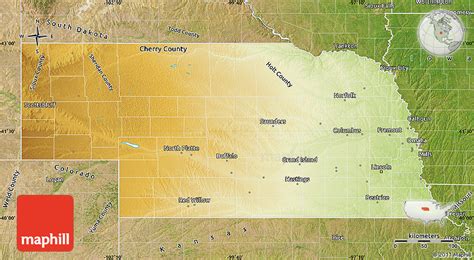 Physical Map Of Nebraska Satellite Outside